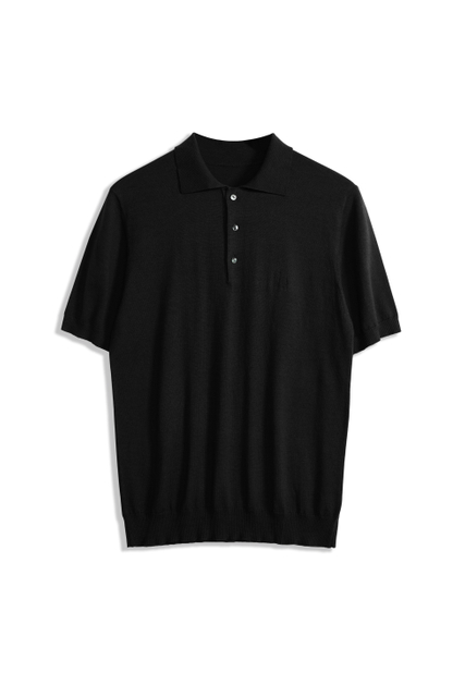 MEN'S SILK COTTON POLO WITH THREE MOTHER-OF-PEARL BUTTONS