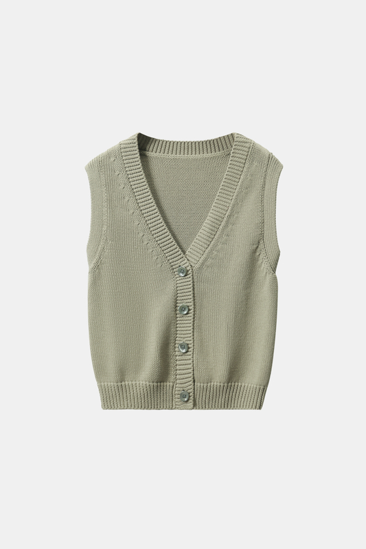 Celadon Vest with Buttons