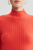 Ribbed High Neck Pure Wool Long Sleeves