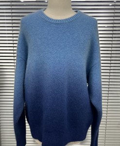 Men's Round Neck Blue Pure Cotton Pullover