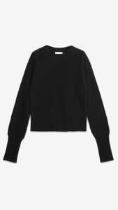 Fashion Design Black Cashmere Crewneck Sweater
