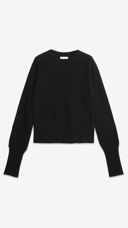 Fashion Design Black Cashmere Crewneck Sweater