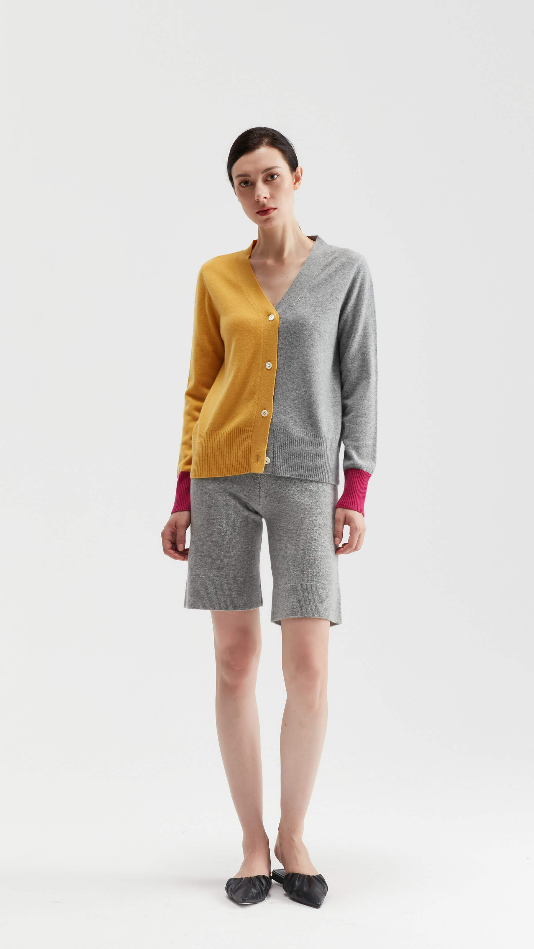 Color Blocking Pure Cashmere Women Cardigan Manufacturer