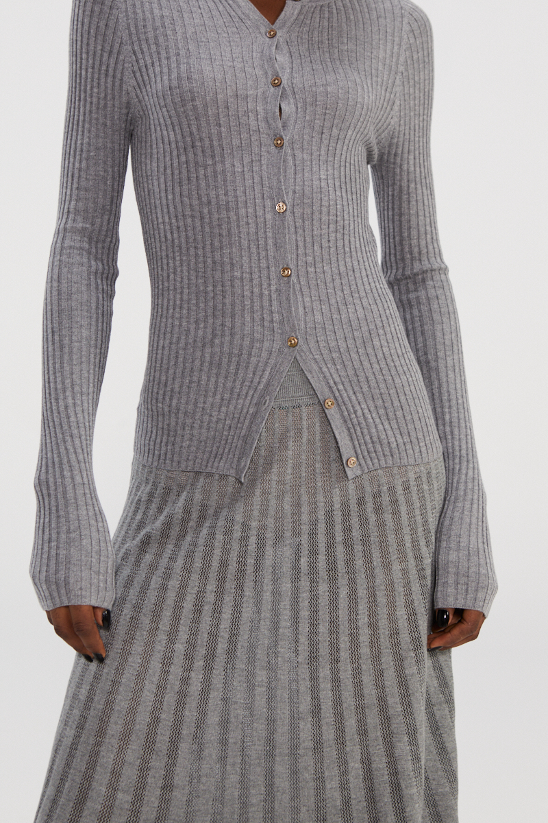 Shiny Silk Blended Knit Skirt