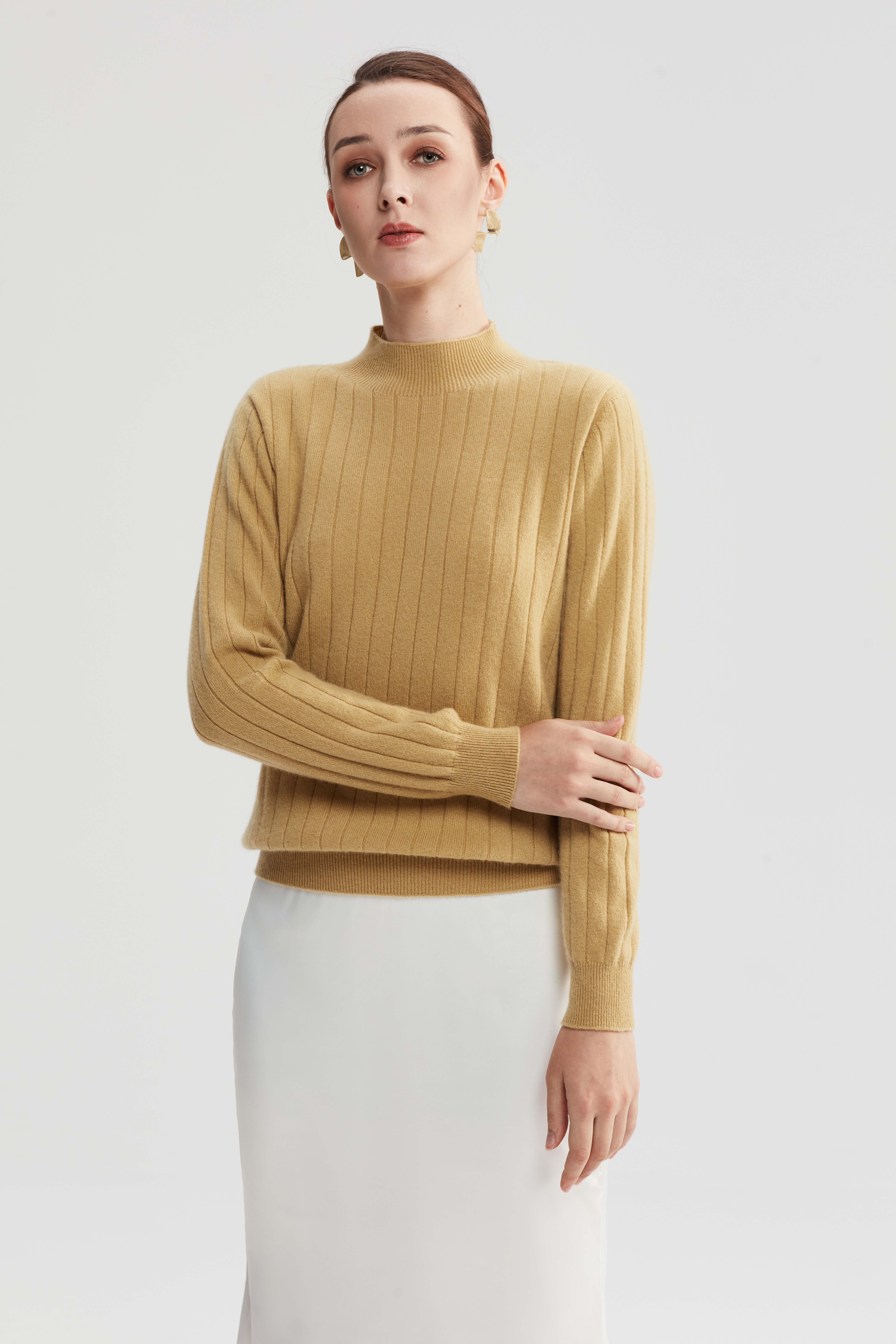  Seamless Pure Cashmere Ribbed Jumper