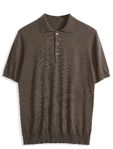 Men's Polo T-Shirt Light Brown Short Sleeve Silk Cotton Pullover