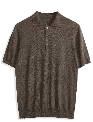 Men's Polo T-Shirt Light Brown Short Sleeve Silk Cotton Pullover