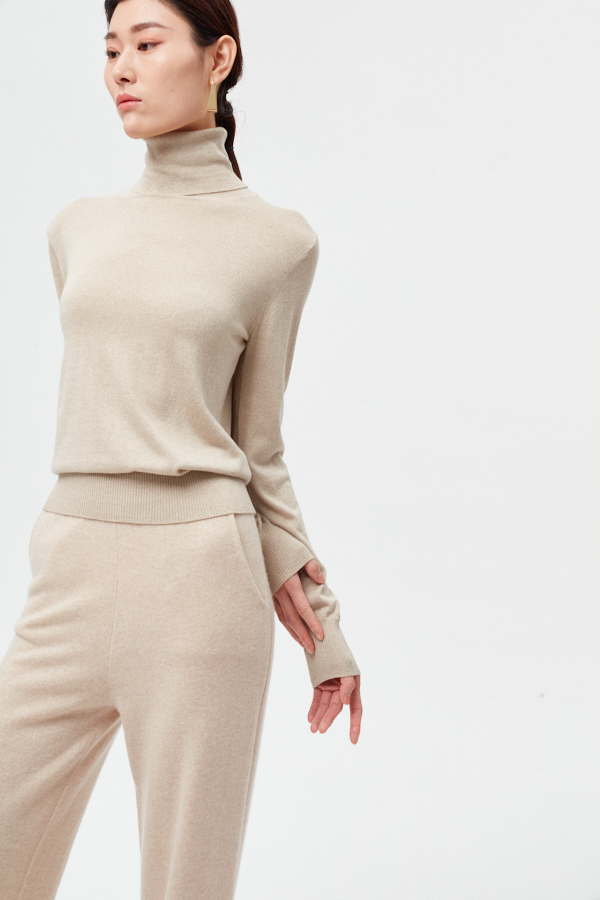 Women's Cashmere Turtleneck Long Sleeve Pullover