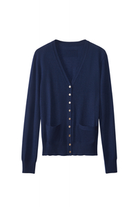 Classic Navy Cashmere Cardigan