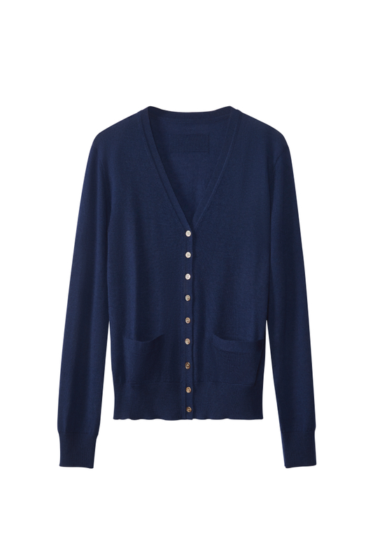 Classic Navy Cashmere Cardigan