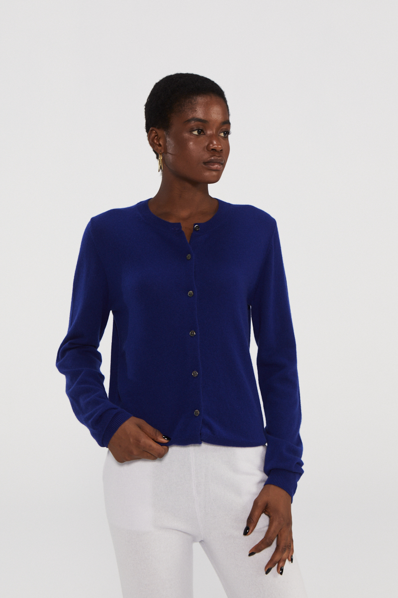 Premium Navy Cashmere Cardigan Sweater