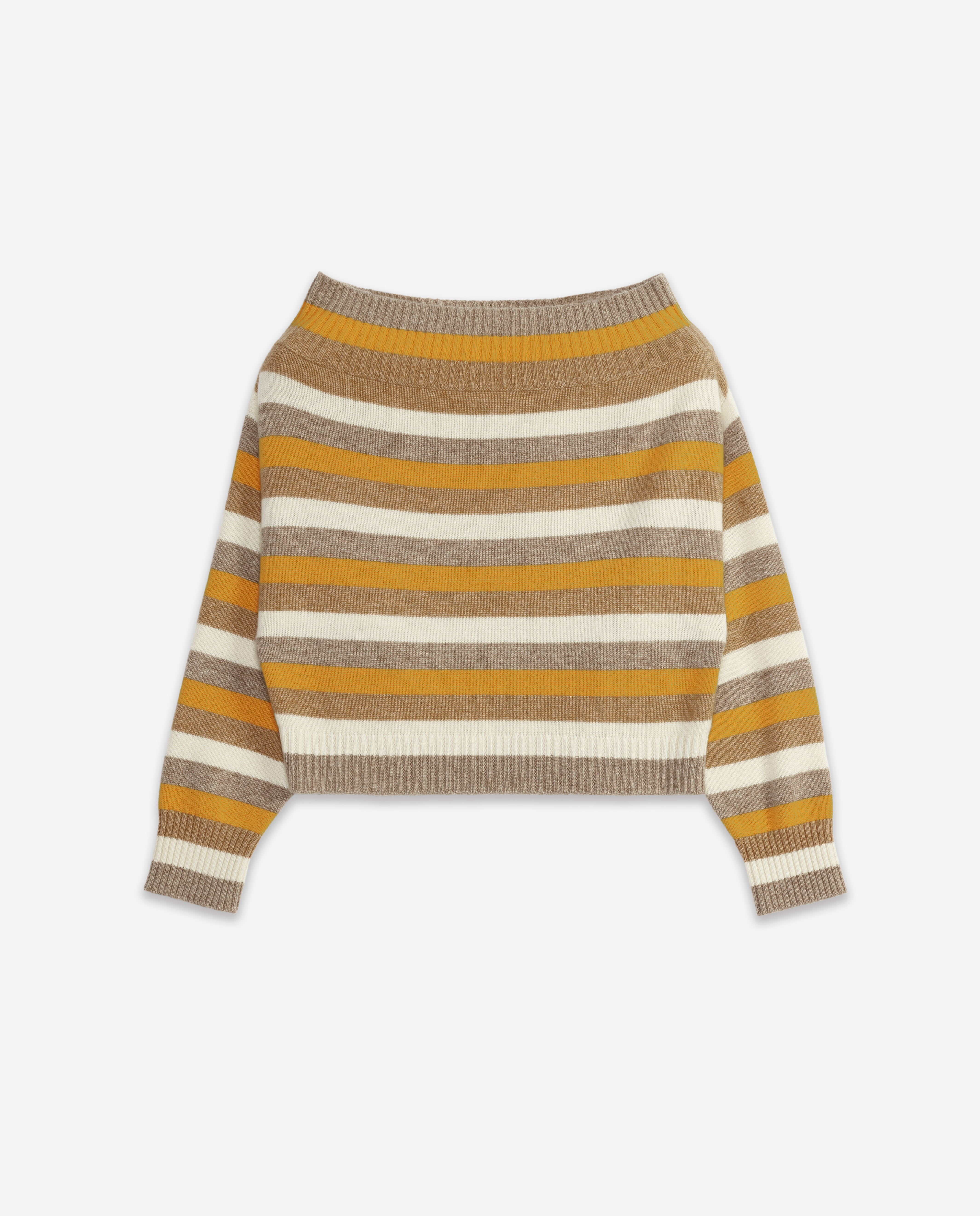 Off the shoulder online striped sweater