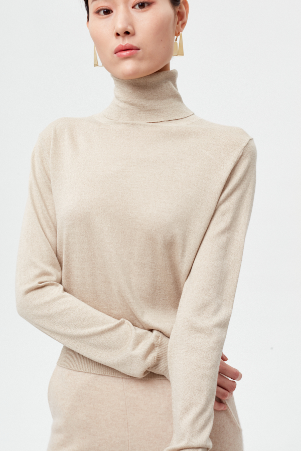 Women's Cashmere Turtleneck Long Sleeve Pullover