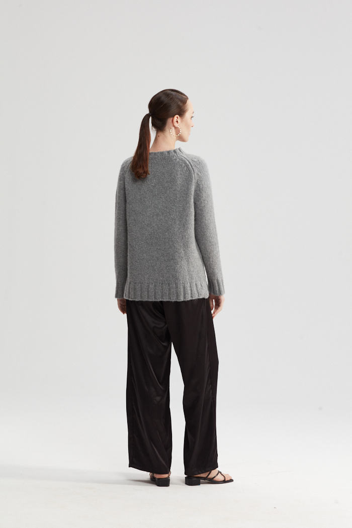 Grey Knit Long-sleeves Cardigan