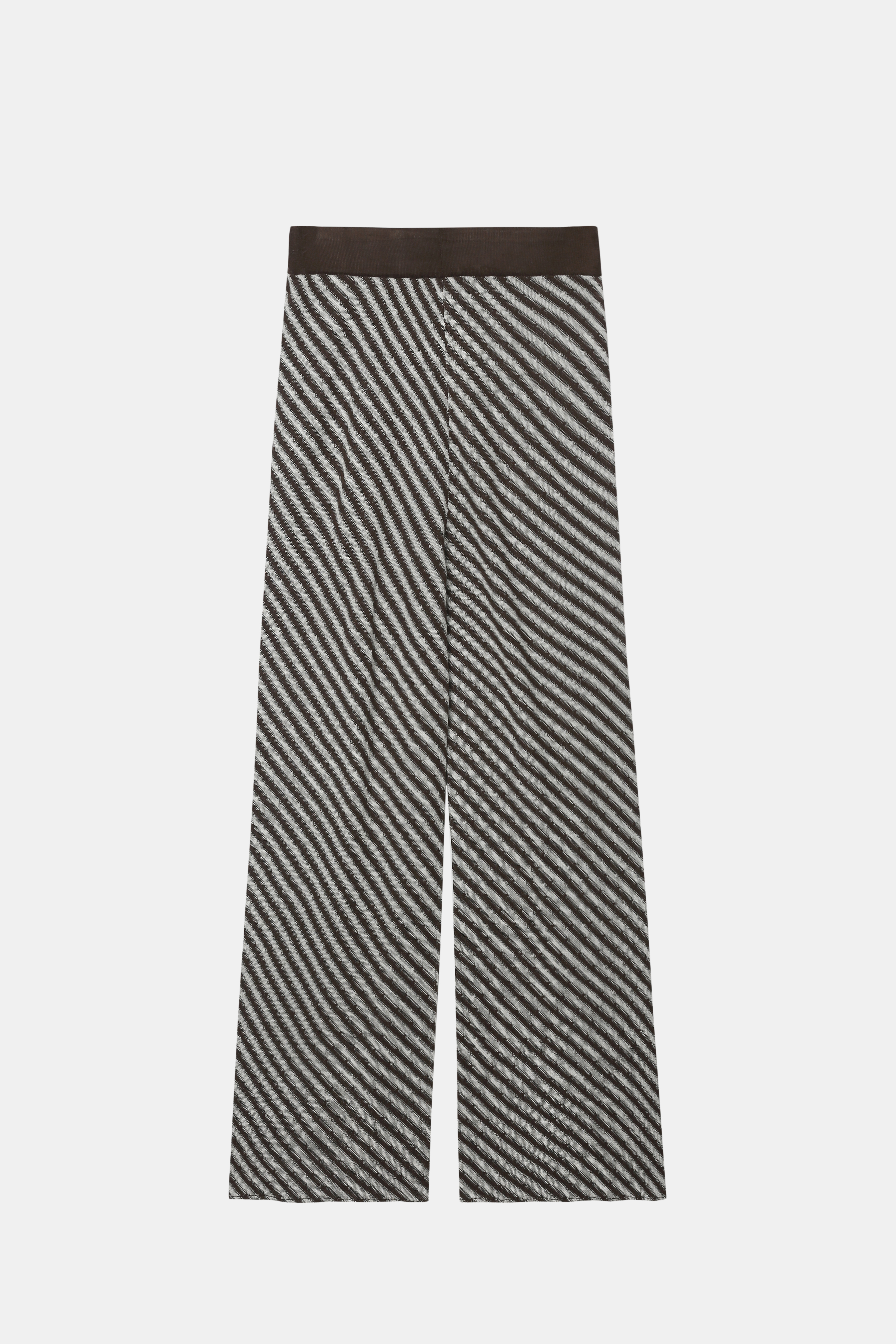 Women's Black And White Striped Wide-leg Pants with Lace-up