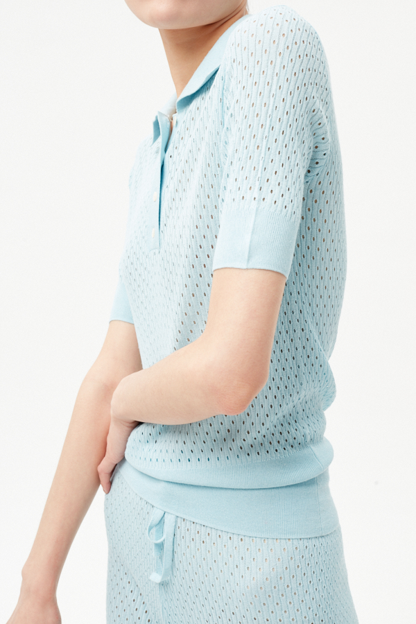 Women's Wool Pointel Polo T-shirt