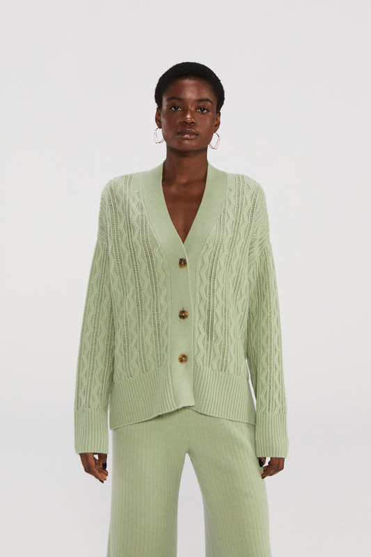 Chic Pure Cashmere Cardigan with Button