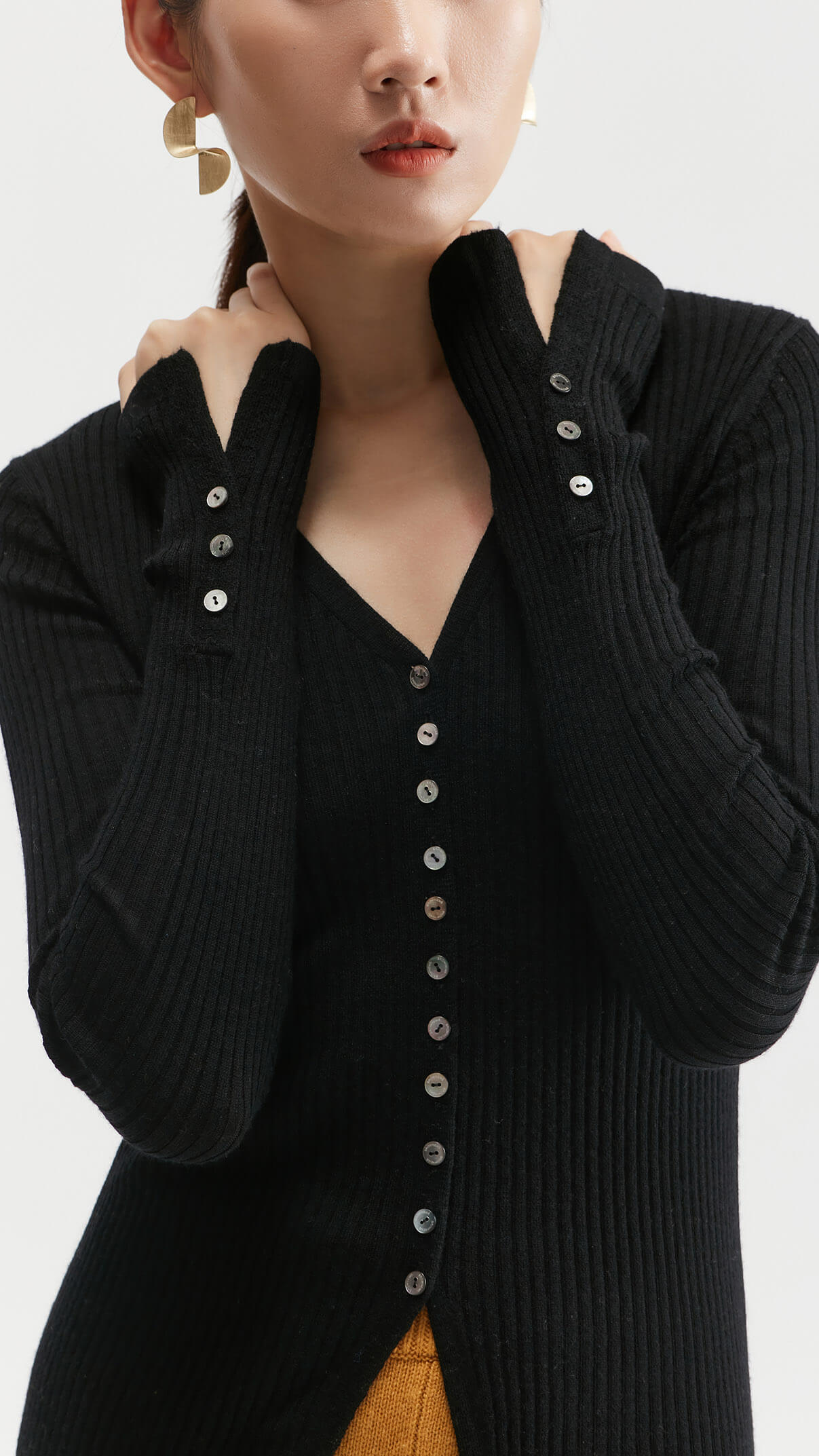 Cara button front wool and cashmere cardigan