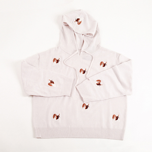 Pure Cashmere Hoodie with Embroider Dogs