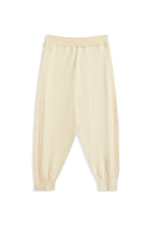 BOY'S COTTON CASHMERE FINE CABLE KNITTED PANTS