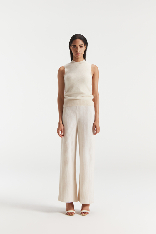 Women's White Pure Cashmere Tank Top 
