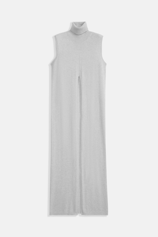 Women's Pure Cashmere High Neck Grey Dress