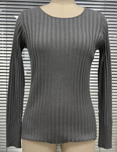 Ribbed High Neck Pure Wool Long Sleeves