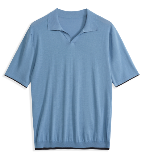 Men's Polo Blue T-Shirt Short Sleeve Pure Cotton Pullover