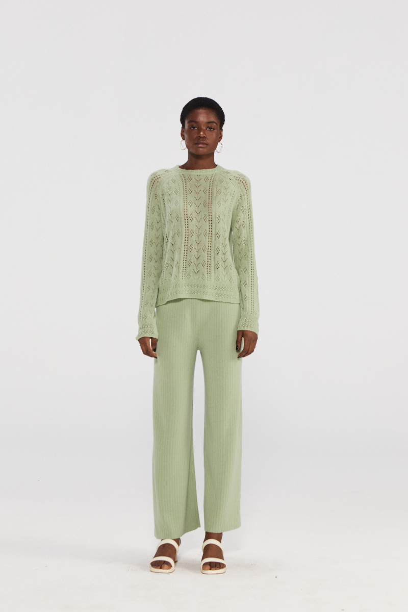 Lightweight Cashmere Sweater with Openwork Design