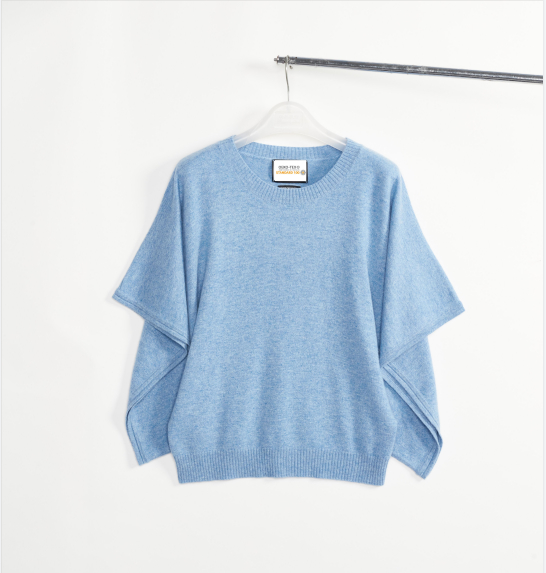 Women's Blue Butterfly Sleeve Cashmere Pullover