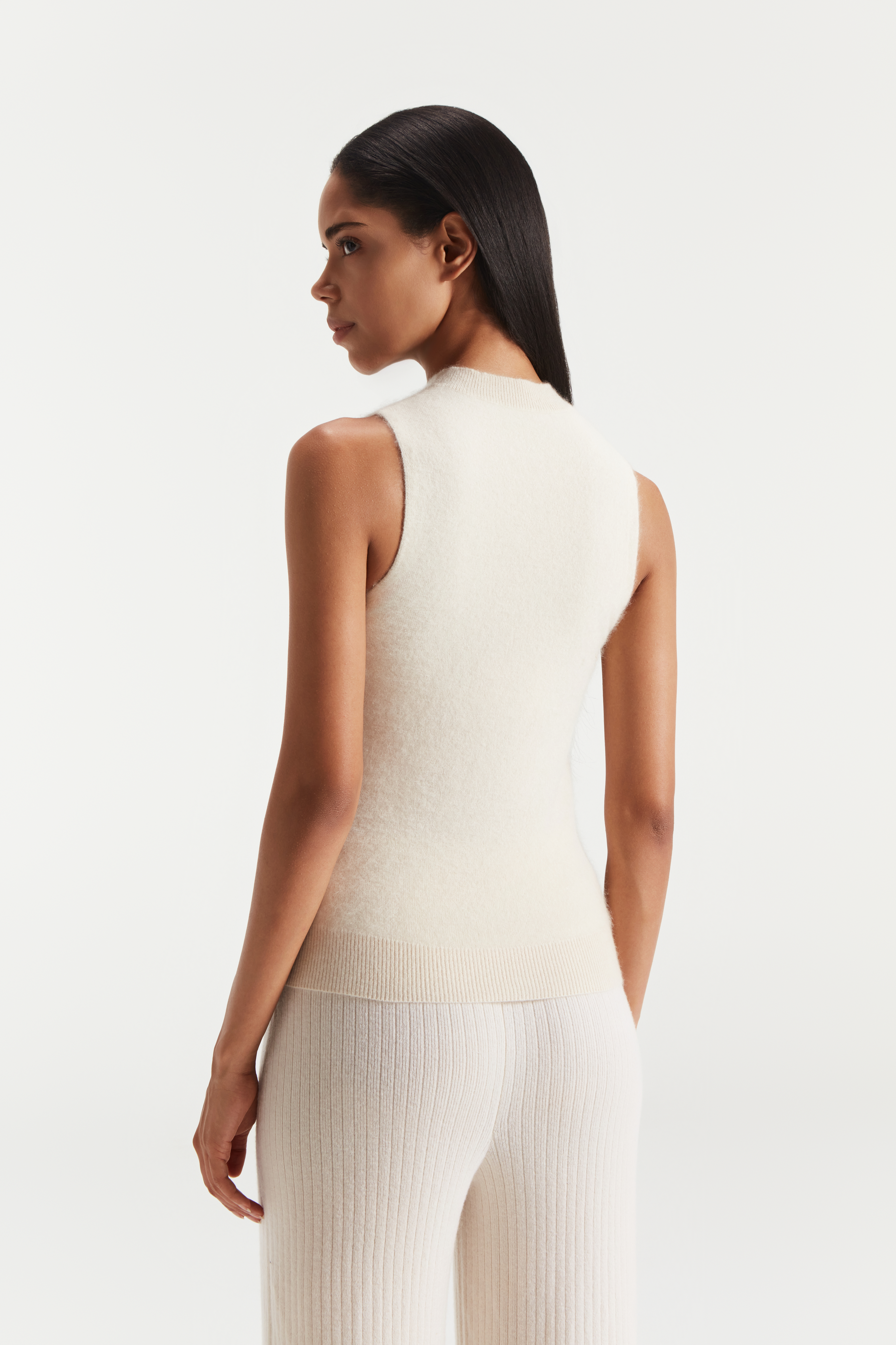 Women's White Pure Cashmere Tank Top 