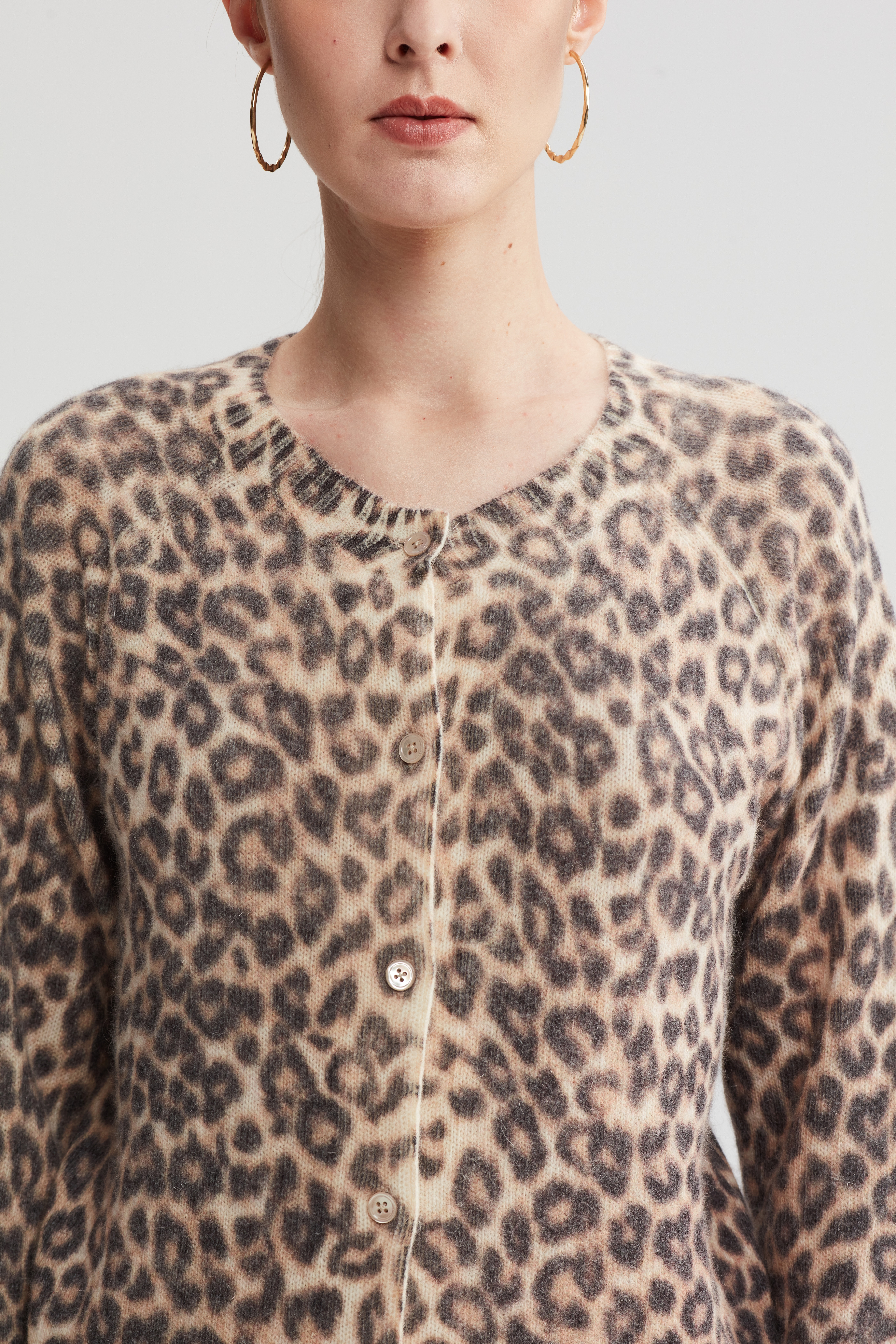 Tie Dyed Leopard Wool-blend Cardigan