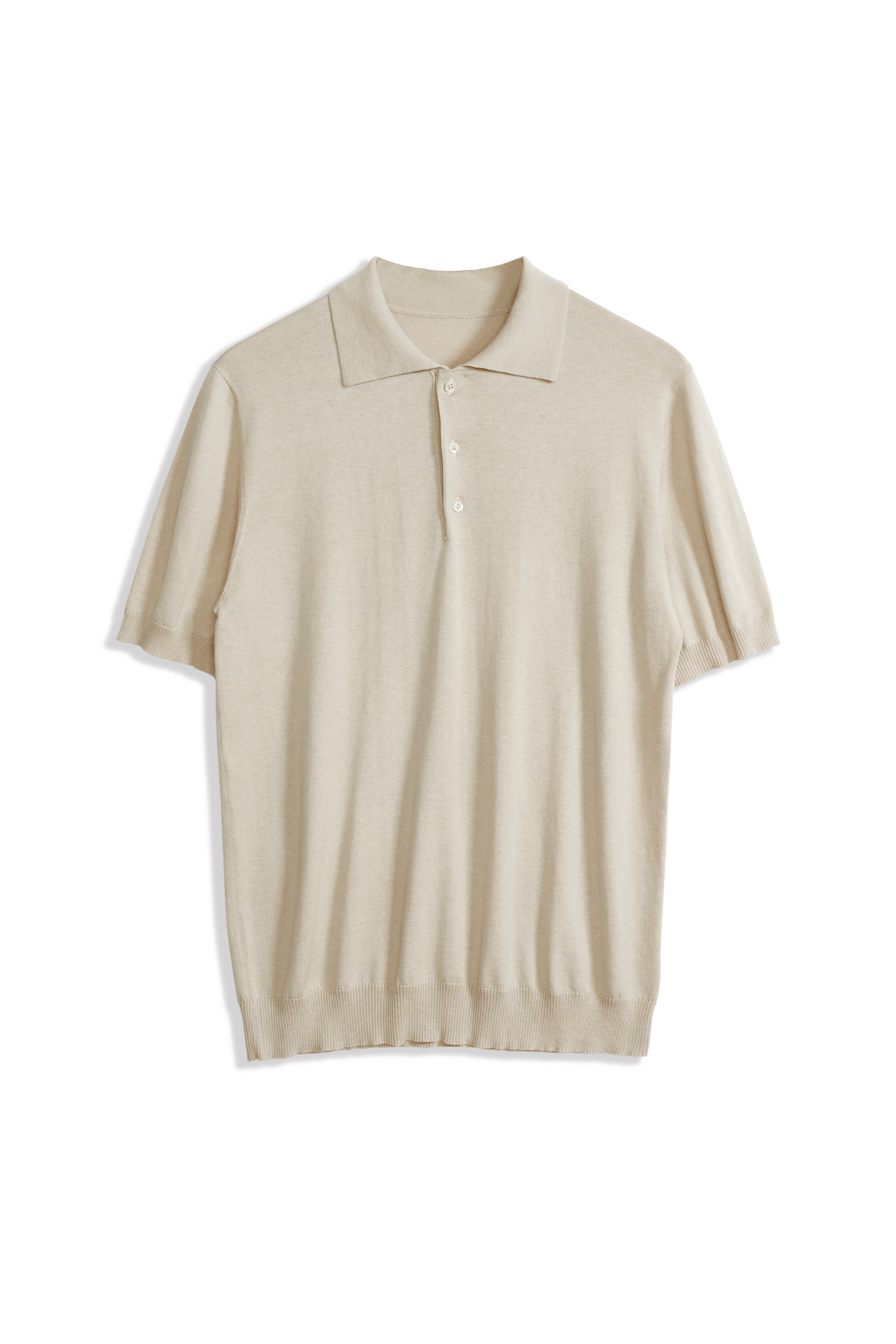 MEN'S SILK COTTON POLO WITH THREE MOTHER-OF-PEARL BUTTONS