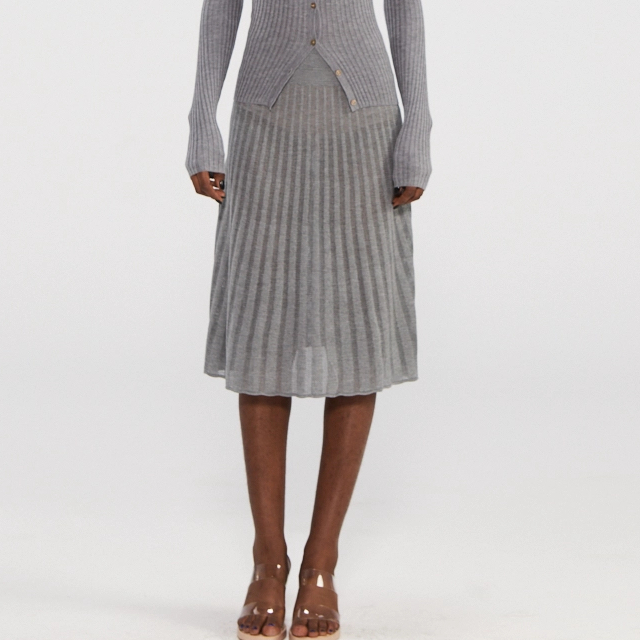 Shiny Silk Blended Knit Skirt