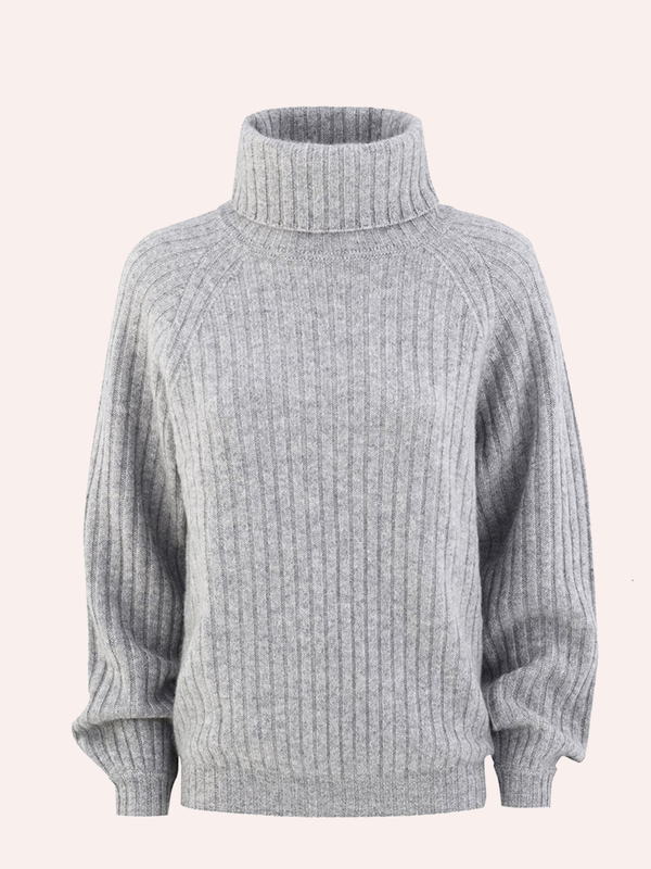 RIBBED CHUNKY CASHMERE TURTLENECK