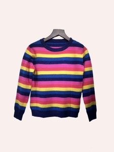 Pure Cashmere Kids’ Pullover With Tricolor Stripes