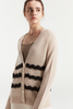 Women's V neck Wheat Stripe Pure Cashmere Button Cardigan 