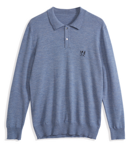Men's Polo Pure Wool Lavender Grey Pullover