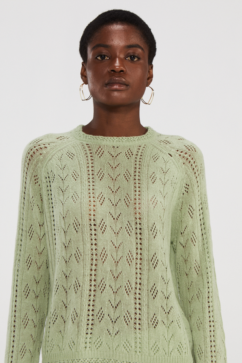 Lightweight Cashmere Sweater with Openwork Design