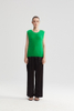 Bright Green Knit Round Collar Vest