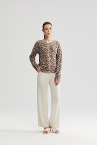 Tie Dyed Leopard Wool-blend Cardigan