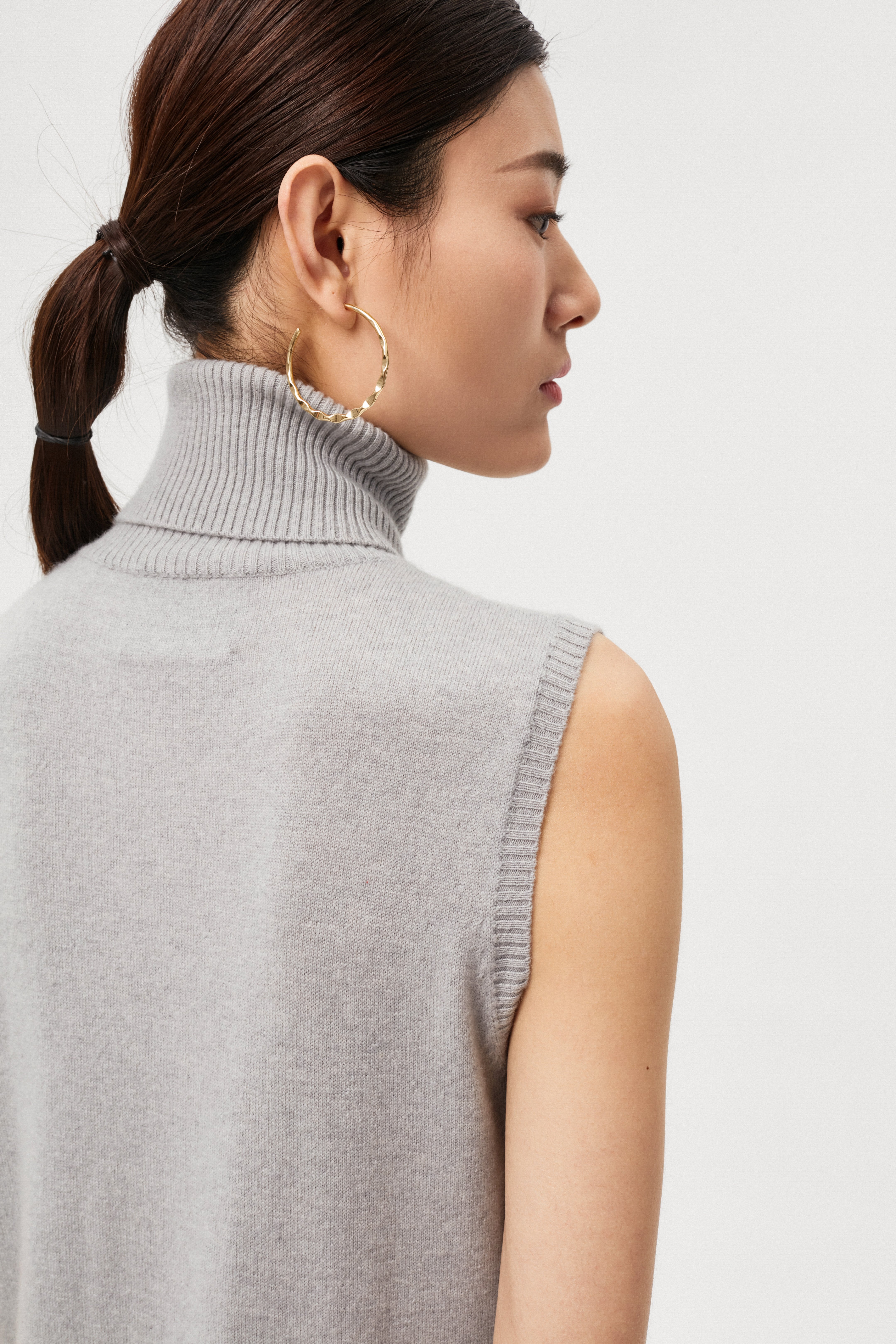 Women's Pure Cashmere High Neck Grey Dress
