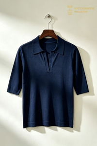 Silk Cashmere Blend Short Sleeve Polo Collar Cardigan, 16GG FW2704