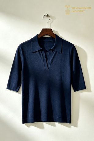 Silk Cashmere Blend Short Sleeve Polo Collar Cardigan, 16GG FW2704