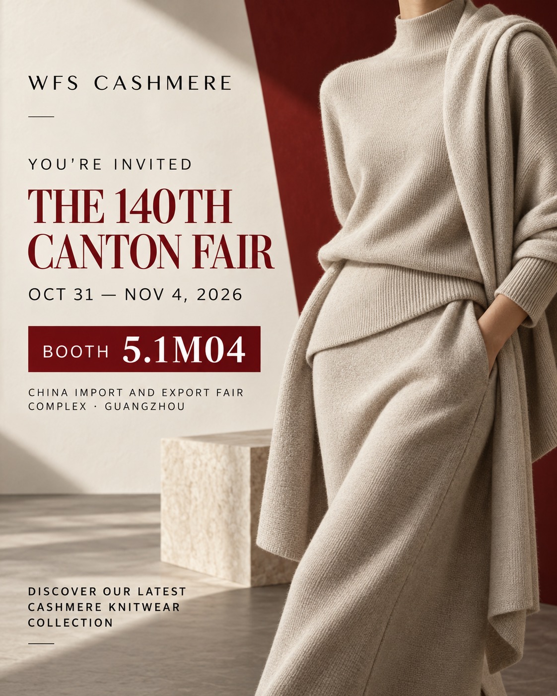 Meet WFS Cashmere at the 140th Canton Fair 2026: 16GG & 18GG Fine-Gauge Cashmere, Worsted Wool and Velvet-Feel Blend Knitwear OEM