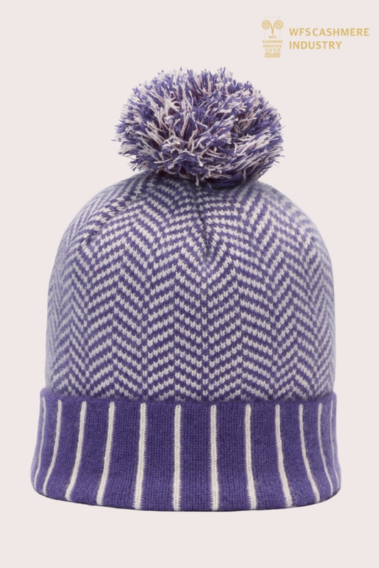 Premium Striped Pure Cashmere Beanie | Knit Accessories OEM