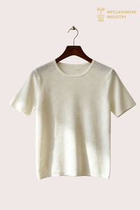 Bahagian Atas Leher Krew Lengan Pendek Bulu Merino 100%, 18GG PV2694