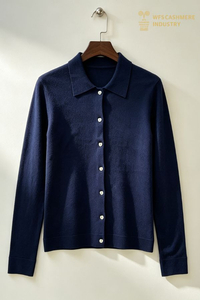 Silk Cashmere Blend Long Sleeve Collared Cardigan, 16GG FW2705
