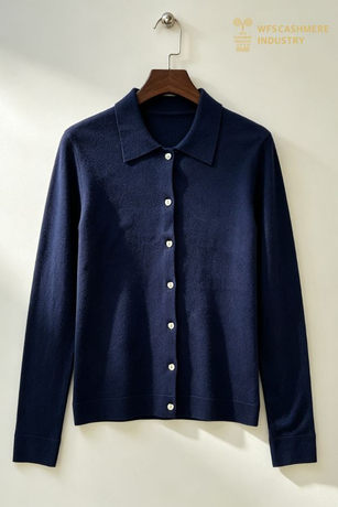 Silk Cashmere Blend Long Sleeve Collared Cardigan, 16GG FW2705