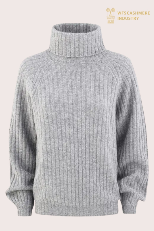 Premium Women's 7GG Chunky Ribbed Cashmere Turtleneck